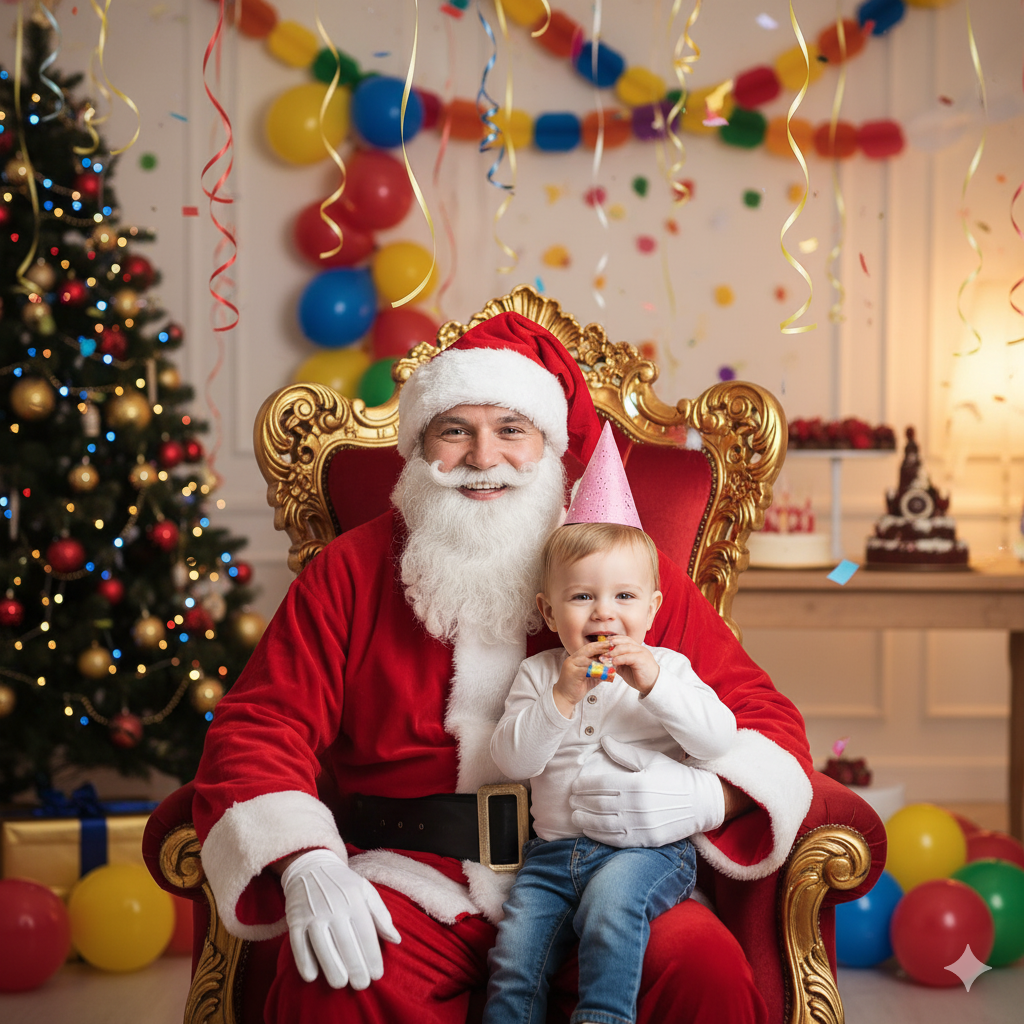 Weihnachtsmann Charakter Foto mit Kind